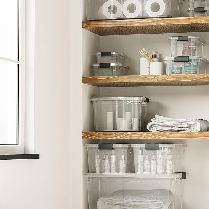 Superio Storage Bins with Lids- 2 Pack, 4.5 Qt Clear Boxes for Organizing, Stackable Plastic Containers- BPA Free, Non-Toxic, Odor Free, Organizer for Home, Office, Dorm