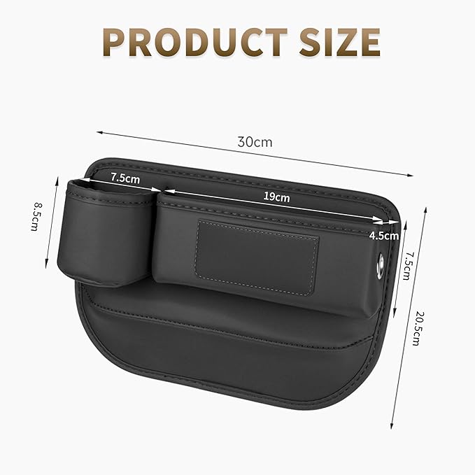 Kwak's 2 Pack Car Seat Gap Filler Organizer, Multifunctional Universal Storage Box with Cup Holder for Phone, Glasses (Brown)