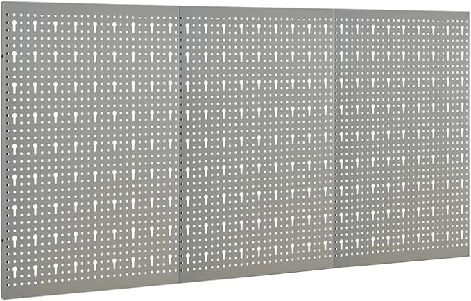 Steel Peg Board Set Wall-Mounted 3 Panels 15.7"x22.8" - Gray, Tool Organizer with Mounting Accessories,145349,Gray