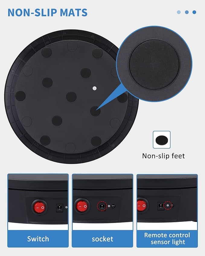JAYEGT Motorized Rotating Display Stand, 350Lbs Load，360 Degree Electric Rotating Potography Turntable for Products Display，Live Show， Remote Control +5 Colors Backgrounds (Black/16.5inch /Wired)