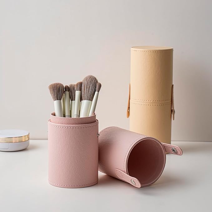 Portable Makeup Brush Holder, Waterproof PU Leather Travel Makeup Brush Case Bag Cup, Brush Storage Dustproof Bag (06Deepblue Star)
