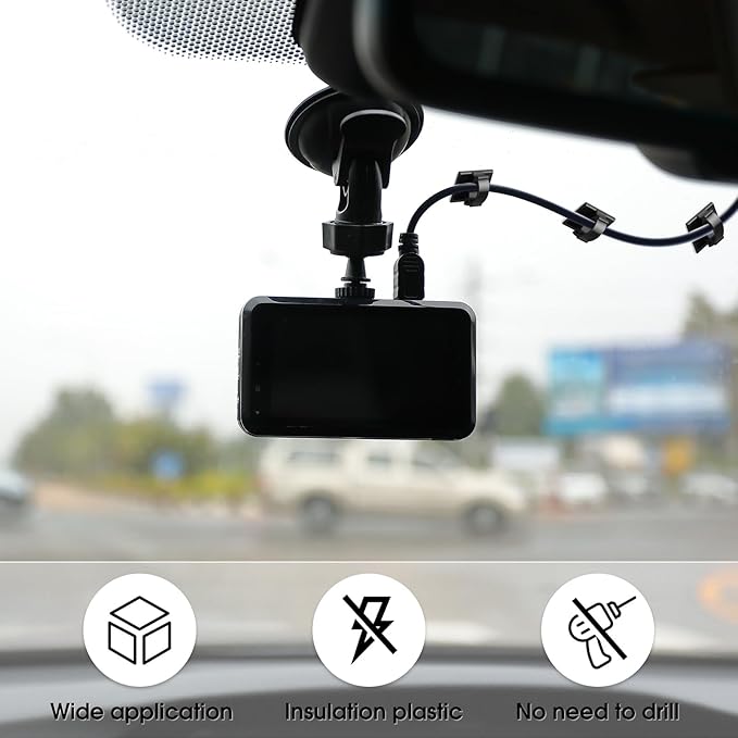 Eboot 100 Pieces Adhesive Cable Wire Clips Strong Cord Clips Wire Holders Cable Cord Straps Management Clamps Tie Holder for The Wall, Under Desk, Car, Office and Home