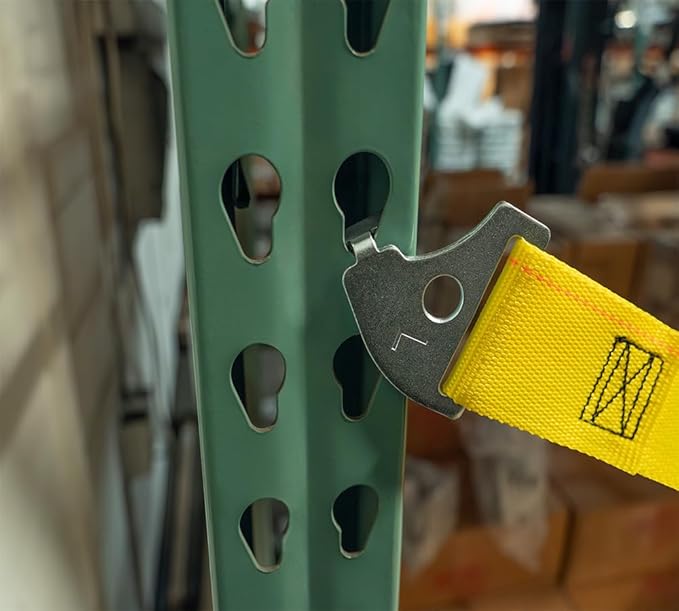Mytee Products 4 Pack 2"x110.5" Pallet Rack Safety Straps for 9 ft Pallet Bays - 2400 lbs Breaking Strength Rack Safety Straps for Holding Pallets in Place - Warehouse Storage Shelving Accessories