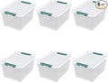 6 Pack 35 Quarts Large Storage Bin with Lid, Clear Plastic Latching Boxes