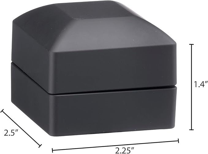 Allure - Bulk Case Of 12 - Luxury Ring Boxes With LED Light, Square Shaped Elegant Diamond Ring Case, For Unique Proposal Or Wedding, Small, Black Velvet Interior Jewelry Display Gift Box.