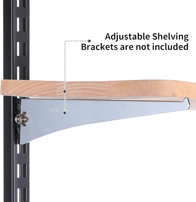 12 Pcs 47.5 Inches Shelf Rails Bracket Track Upright Closet System Hardware Adjustable Wall Standard Shelf Standards for Pantries, Linen Closets, Laundry Rooms, Utility Rooms (Black)