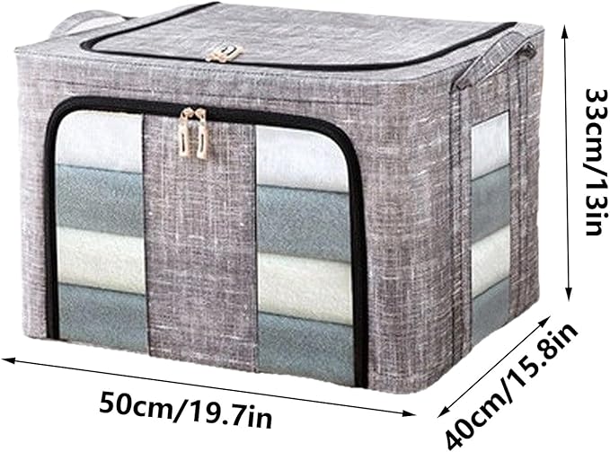 Storage Bins for Clothes - 66L with Clear Window Box - Large Clothes Storage Bins with Lids - for Bedroom Home Apartment Closet Fabric Bed Sheets Comforter Toys Garment Organization
