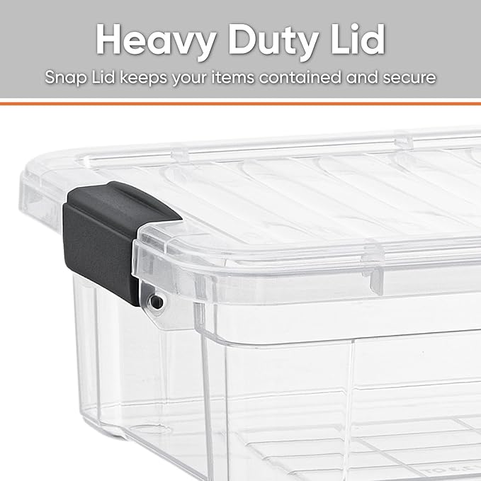 Superio Clear Storage Boxes with Lids, 1.27 Quart Plastic Container Bins for Organizing, Stackable Crates, BPA Free, Non Toxic, Odor Free, Organizers for Home, Office and Dorm