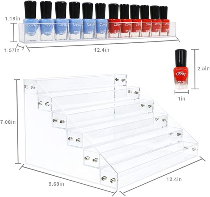 Kingtaily Organizer Rack Stand Holder Large Capacity Acrylic Clear 6 Layers for Nails Polish Essential Oil Lipstick Sunglasses