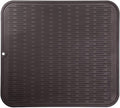 Silicone Dish Drying Mat for Multiple Usage,Easy clean,Eco-friendly,Heat-resistant Silicone Mat for Kitchen Counter or Sink,Refrigerator or Drawer Liner Coffee XL 18 inches x 16 inches