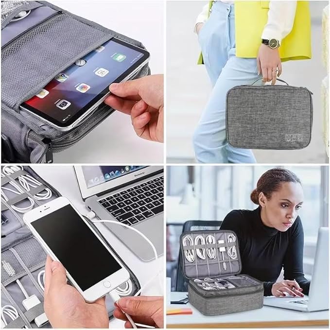 Travel Cable Organizer Bag for Electronics Accessories Portable Tech Carrying Large Storage Case for Charger, Cord, Power Bank, Hardware Waterproof (1PCS) (Blue)