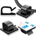 130 Pcs Cable Clips, Adhesive Cable Organizer Cord Holder Wire Clip Wire Management Self Adhesive Hooks Wire Holder for Office, Home(Black, 130PCS-Large)