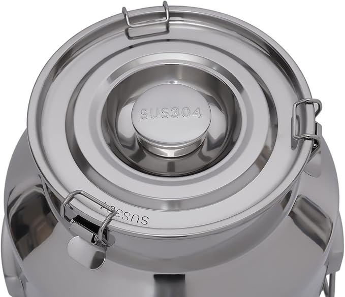 7.4Gallon Milk Can,Milk Bucket Wine Oil Rice Pail Bucket Milk Can 304 Stainless Steel Tote Jug with Sealed Lid and Spigo,For Storing Ghee, Milk, Wine,Wheat,Beans,Tea Leaves,Grains