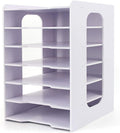 SONGWAY File Organizer for Desk - Desk Organizer for Document, Multifunctional 7 Tier Vertical File Holder, Paper Holder Organizer, Desktop File Organizer for Home Office School Decorations, White