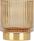 DASITON Makeup Brush holder Organizer,Crystal Cosmetic Makeup Brush Glass Brushes Storage Holder, Vintage Make Up Brush Cup Pen Pencil Holder striped vase(Coffee S)