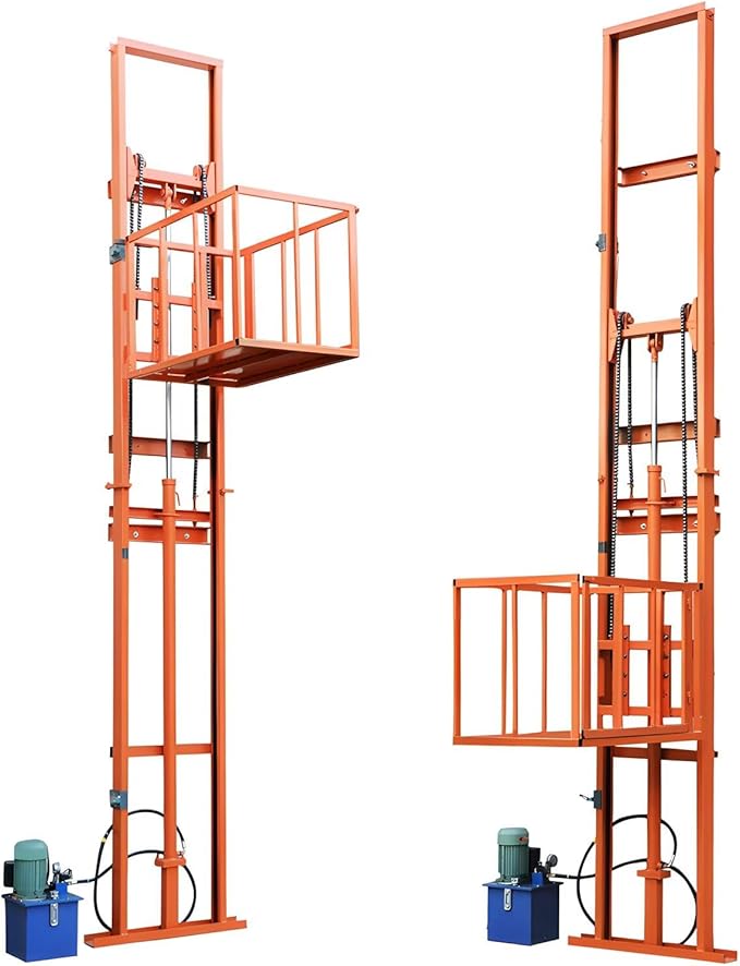 1Ton/2200Lbs Load Capacity Electric Lift Platform Table,9.8FT Lifting Height Hydraulic Lifting Rail Hoist,Wall Mounted Factory Warehouse Home Space Dedicated Freight Elevator