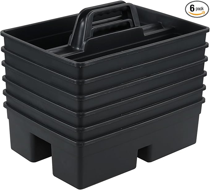 6 Packs Commercial Cleaning Caddy with Handle, Plastic Tool Caddy Supplies Organizer