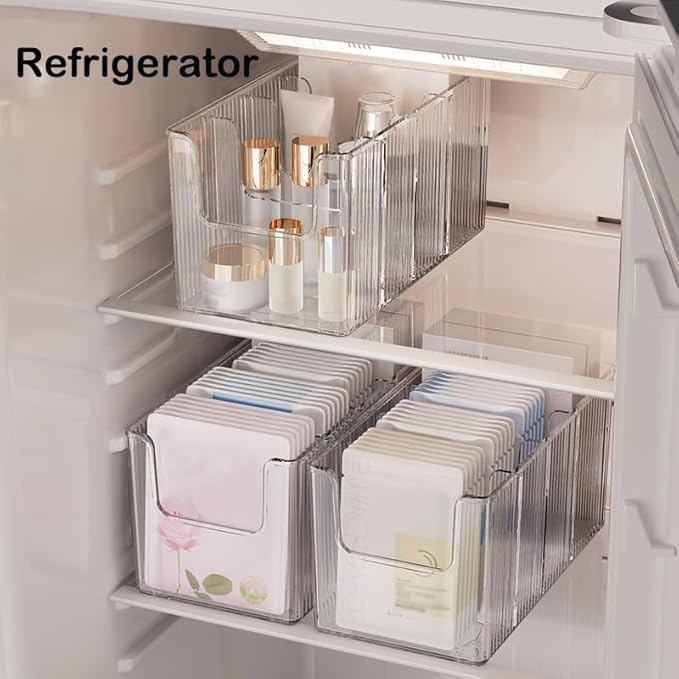 Extra Thick Acrylic Makeup Organizer with Removable Dividers - Waterproof Bathroom Storage for Sheet Masks/Essences/Cosmetics, Clear Visible Design, Space-Saving Vanity Organizer