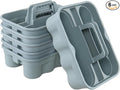 Bringer Set of 6 Plastic Cleaning Caddy Carry Caddy for Cleaning Supplies, Plastic Cleaning Tote with Carry Handle, Gray