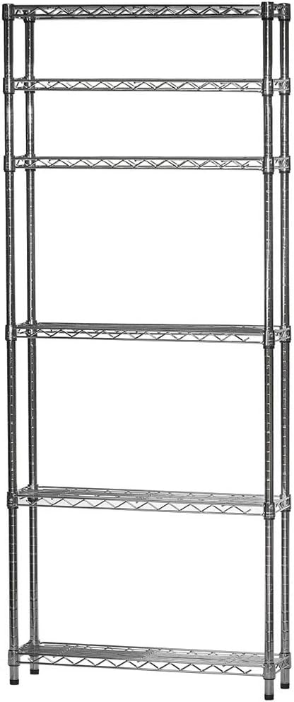 Shelving Inc. 8" d x 30" w x 72" h Chrome Wire Shelving with 6 Tier Shelves, Weight Capacity 800lbs Per Shelf