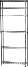 Shelving Inc. 8" d x 30" w x 84" h Chrome Wire Shelving with 6 Tier Shelves, Weight Capacity 800lbs Per Shelf