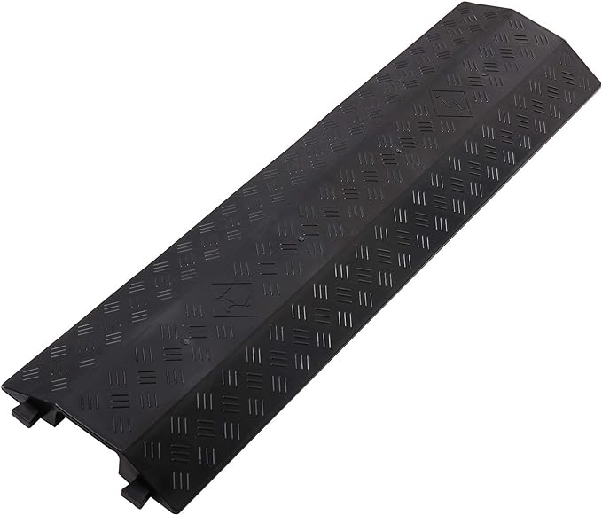 Medium 2 Pack - Floor Cord Cover Cord Protector Drop Over Drop Trak Cable Ramp for Office Warehouse - Black
