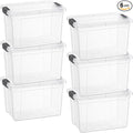 Superio Clear Storage Boxes with Lids, 4.75 Quart Plastic Container Bins for Organizing, Stackable Crates, BPA Free, Non Toxic, Odor Free, Organizers for Home, Office and Dorm, 6 Pack