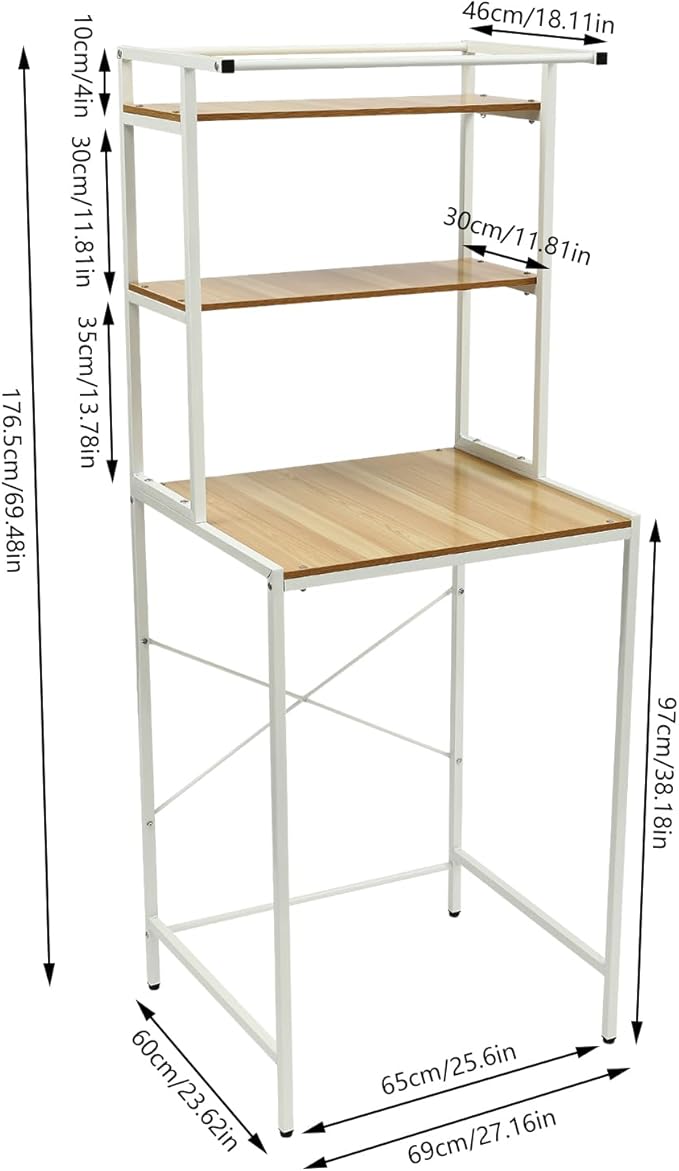 Gdrasuya10 Over The Washer and Dryer Storage Shelves for Laundry Organization, 3 Tier Washing Machine Storage Utility Rack Freestanding Laundry Storage Shelf Organizer Space Save (White)