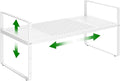 Expandable Kitchen Cabinet Shelf Organizer Rack Heavy Duty Metal Spice Rack Stackable Counter Storage Shelf for Kitchen Cabinet Pantry Bathroom (White - 16.5"-27" L x 10.2" W x 9.6" H - 1Pack)