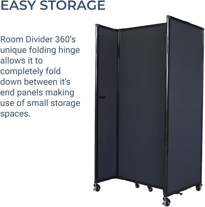 Versare Room Divider 360 Portable Wall Partition | Folding Panels | Large Freestanding Divider | Locking Wheels | Temporary Room Separator | 25' x 7'6'', Latte