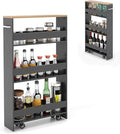 Rolling Storage Cart, 4 Tier Slim Storage Cabinet with 4 Universal Wheels, Convenient Handle, Narrow Laundry Cart for Small Space Bathroom Office