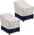 Vailge Patio Chair Covers, Lounge Deep Seat Cover, Heavy Duty and Waterproof Outdoor Lawn Patio Furniture Covers (Beige&Blue, 2 Pack-Medium)