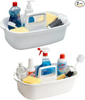 2 Pack Large Cleaning Caddy Portable Shower Basket Supply Organizer with Handle,Plastic Bucket Tool Storage,for Bathroom,Bedroom,Kitchen,Under Sink Storage (White)