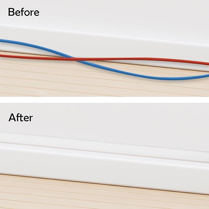 Rubber Bond TV Cord Hider Cable Protector - Strong Self Adhesive Wall Cord Cover Cable Hider - Low Profile Cable Management Wall Cord Concealer Cable Raceway (White, 10 Feet)