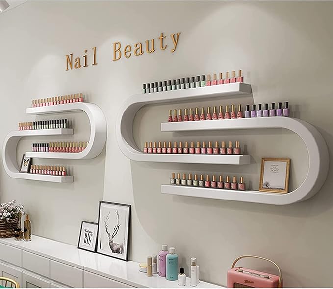 Wall Mounted Shelf Nail Polish Bottle Display Rack, U-Shaped Essential Oil Perfume Storage Rack, Multifunctional Hanging Salon/Beauty/Nail Shop Organizer Perfume Holder