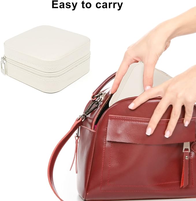 KEINE MARKE Small Jewelry Box, Travel Portable Jewelry Case for Ring, Pendant, Earring, Necklace, Bracelet Organizer Storage Holder Boxes (white*4).