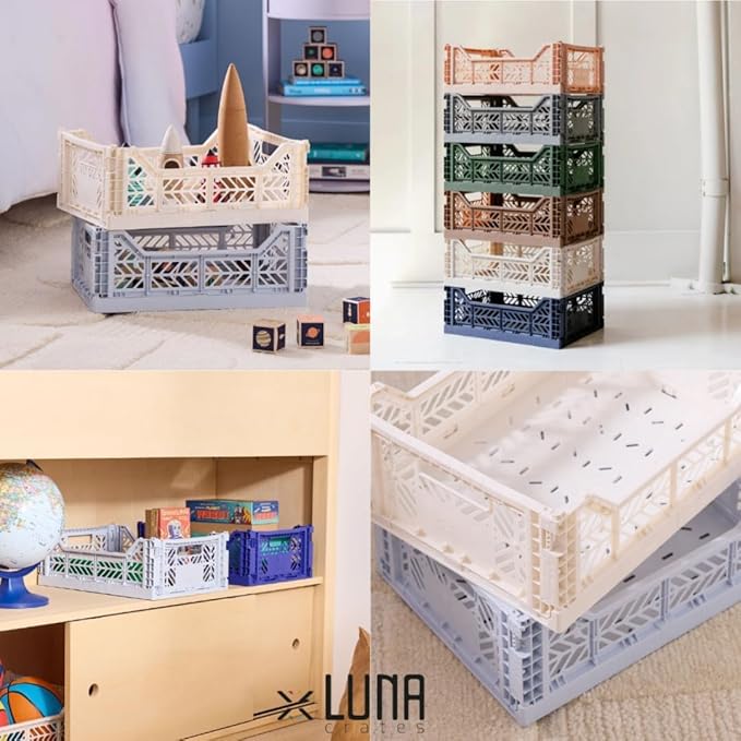 Collapsible Storage Box, Foldable Crate Organizer Bin with Handle, Stackable Crates for Home Organization (TileRed-Tan-Cream, 14L - 3 Pack)
