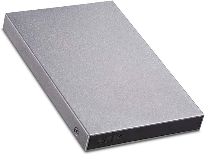 SSK Aluminum USB3.0 to SATA 2.5” External Hard Drive Enclosure Adapter, Ultra Slim Hard Disk Case housing for 2.5 Inch 9.5mm 7mm HDD and SSD, UASP SATA III Supported