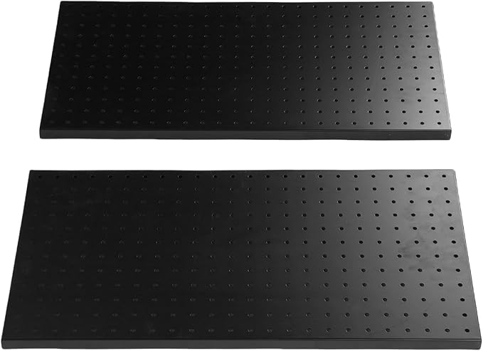 Fafeicy 2Pcs Black Pegboard Metal Wall Panel 24x12 Inches Heavy Duty Organizer for Shop Garage Storage