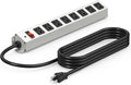 CCCEI Corner Mount Angle Power Strip, Under Cabinet Heavy Duty 8 Outlets Power Strip 20Amp, Metal Underneath Desk Plug Surge Protector, Wall Mountable, for Garage, Shop, Kitchen. 6FT Extension Cord.