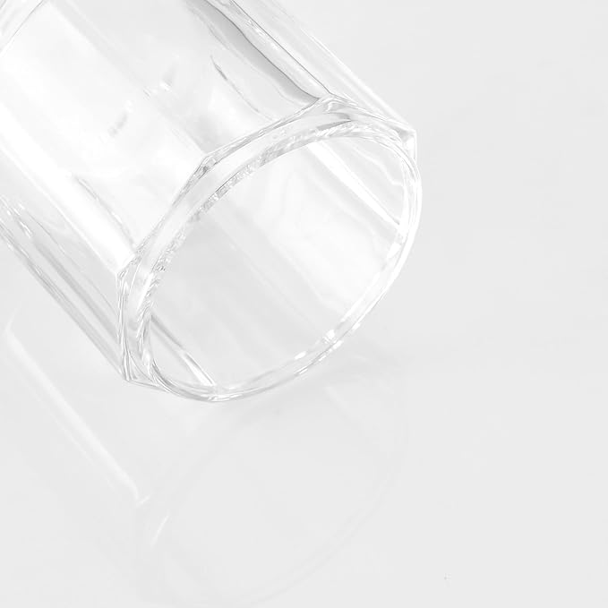 Clear Transparent Apothecary Octagional Shaped Glass Canister Jar With Matte Black Metal Lid Cover for Bathroom Organization, Cotton Balls, Q Tips, and Small Accessories, Bath Storage