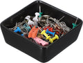 PATIKIL Square Paper Clip Holders, Ceramic Bowl Dish Clip Dispenser Organizer Desk Organizer Accessories for Office Desktop Decor Bobby Pin Binder Paper Clamp, Black