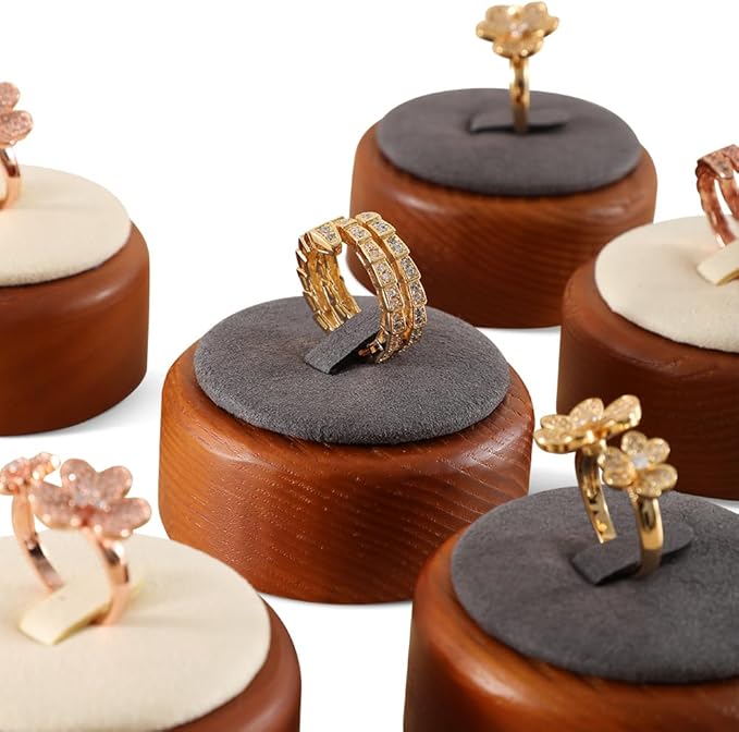Ring Holder, Jewelry Display for Vendors,Wooden Ring Display,Premium Jewelry Holder,Beige Small Jewelry Stand