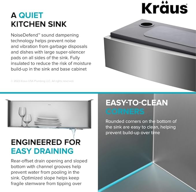 Kraus Kore 30-Inch Rounded Farmhouse Workstation with In Sink Dish Drying Rack, Stainless Steel Kitchen Sink, KWF210-30