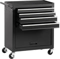 4-Drawer Rolling Tool Chest, Cabinet with 4 Wheels Tool Chest with Drawers, Suitable for Garages, Warehouses, Workshops, Repair Shops (4-Drawer Black)