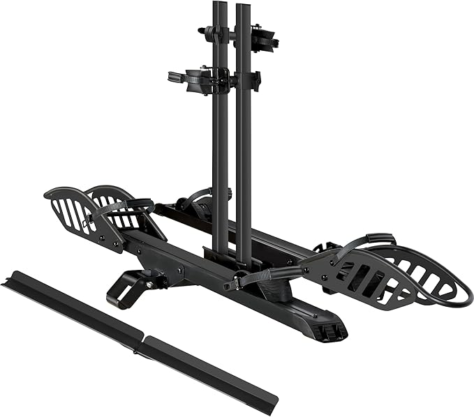 E-Bike Rack with Ramp, Hitch 2 Bike Rack, 200 lbs Capacity Electric Bike Carrier, Foldable Platform Mount for Cars, Trucks, SUVs, Minivans, Up to 5-Inch Fat Tire for 2'' Receiver
