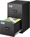 2 Drawer File Cabinet with Lock, 25.4" High Vertical Filing Cabinet, 17.7" Deep Metal Storage Cabinets for Home Office, Letter/Legal/A4/F4 Size, Black(Assemble Required)