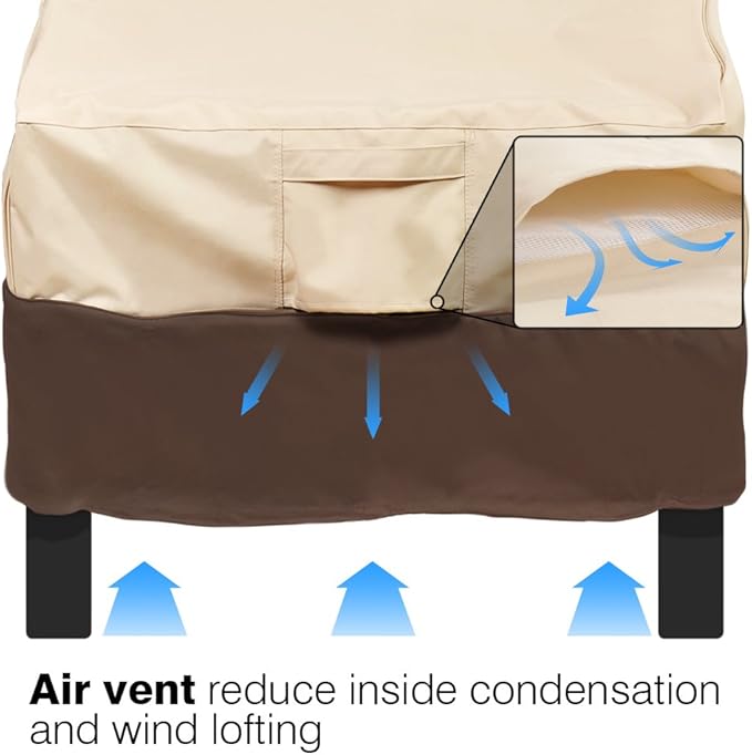 Vailge Patio Chair Covers, Lounge Deep Seat Cover, Heavy Duty and Waterproof Outdoor Lawn Patio Furniture Covers (2 Pack - Medium, Beige & Brown)