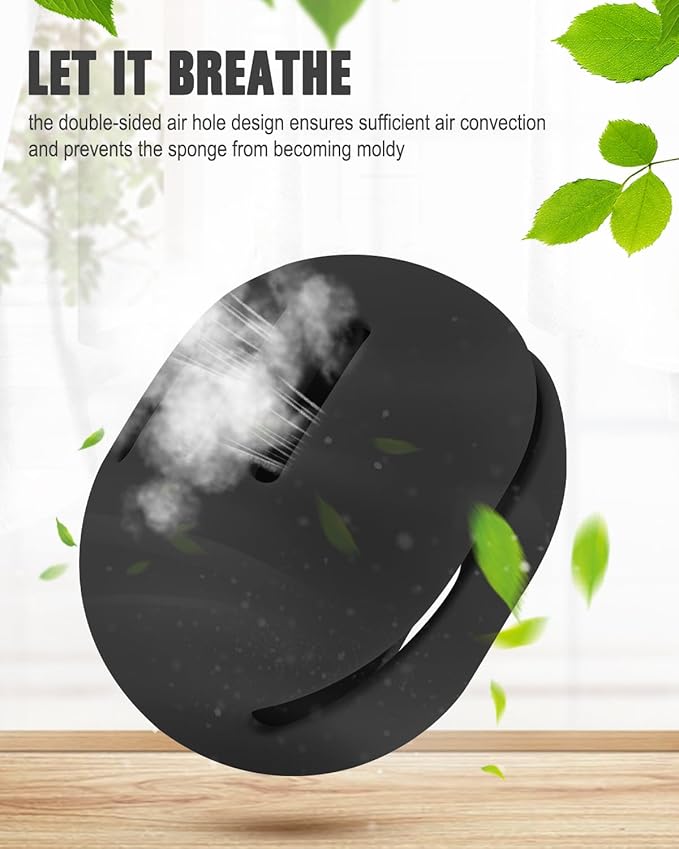 FERYES Makeup Sponge Holder – Shatterproof Eco-Friendly Silicone Beauty Make Up Blender Case for Travel-Black