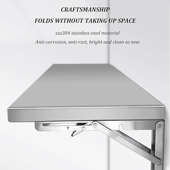 Stainless Steel Folding Wall Shelf,Stainless Steel Wall Mount Folding Table, Wall-Mounted Folding Table,for Laundry Room,Kitchen, Restaurant,Folding Design,Space Saving. (Size : L80*W40cm)